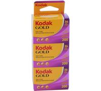 Kodak Gold 36 Esposizioni, confezione da 3 pellicole negative a colori di velocità media, colore giallo