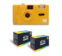 KODAK M35 - Fotocamera ricaricabile da 35 mm, obiettivo grandangolare fisso, mirino ottico, flash incorporato, giallo + 2 pellicole GT24 35 mm, colore 24 esposizioni