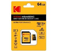 KODAK microSDXC 64GB UHS-1 U3 V30 A1 MEMORY CARD ULTRA PERFORMANCE + ADAPTER