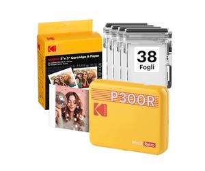 KODAK Mini 3 Retro Stampante Foto 7,6x7,6cm, 4PASS, 38 Fogli, Giallo | Bluetooth, compatibile con iPhone e Android, resistente alle impronte, all’acqua e allo scolorimento
