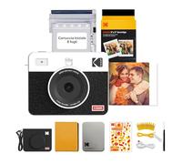 KODAK Mini Shot 3 Retro 4PASS 2-in-1 Fotocamera Istantanea & Stampante Fotografica (7,6x7,6cm) + 68 Fogli Accessori Bundle, Bianco