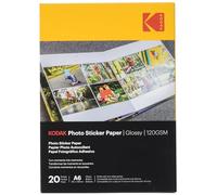 KODAK Photo Sticker Paper - Carta Fotografica Autoadesiva, Finitura Lucida, Confezione da 20 Fogli, Formato A6 (10x15 cm), 120 gsm, Compatibile con Stampanti a Inchiostro