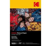 KODAK Picture Paper - Carta Fotografica Lucida, Confezione da 100 Fogli, Formato A6 (10x15 cm), 180g/m², Ideale per Stampa a Inchiostro, Colori Vivaci e Contrasto Elevato, Finitura Alta Qualità