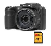 KODAK Pixpro Astro Zoom AZ255 + Scheda di memoria SD da 32 GB - Fotocamera Bridge Digitale 16 MP, Zoom 25X, Video HD 1080p, grandangolare 24 mm, schermo LCD 3, batteria AA - Nero