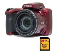 KODAK Pack Digitale Bridge Pixpro Astro Zoom AZ405 + Scheda SDHC Kodak Ultra High Speed U1 32GB - Fotocamera 20 Megapixel, Zoom 40X, Grandangolo, LCD, Video Full HD 1080p, OIS, Batterie AA - Rosso
