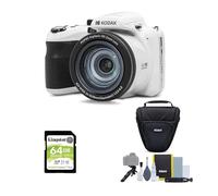 Kodak PIXPRO AZ425 - Fotocamera digitale Astro Zoom da 20 MP con zoom ottico 42x (bianco) Bundle con scheda SD da 64 GB e kit di accessori (3 pezzi)
