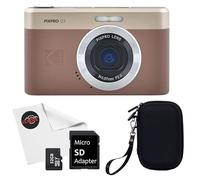 Kodak Pixpro C1 - Fotocamera digitale con scheda Micro SD da 32 GB, custodia a conchiglia + panno per lenti in microfibra Clickoze, colore: Marrone