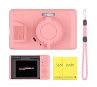 Kodak Pixpro C1 - Set di custodie in silicone morbido con cordino e pellicola protettiva in vetro temperato, protezione per fotocamera da urti, graffi e polvere, per fotocamere digitali (rosa)