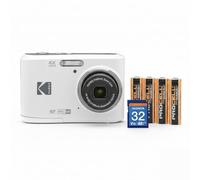 Kodak Pixpro FZ45 - Fotocamera digitale con zoom amichevole (bianco) con scheda SD da 32 GB e batterie AA (confezione da 4) (3 articoli)