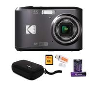 Kodak PIXPRO FZ45 - Fotocamera digitale con zoom amichevole (nero) con scheda memoria 32 GB, organizer viaggio e custodia, batterie alcaline e lettore SD (5 articoli)