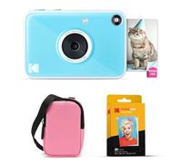 KODAK Printomatic+ Fotocamera Istantanea 10MP Kit Iniziale (Rosa) con Custodia, RGB LED e Carta Adesiva Zink 20pz - Blu