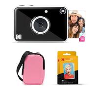 KODAK Printomatic+ - Kit di avviamento per fotocamera digitale a stampa istantanea, custodia da trasporto (rosa) + carta fotografica adesiva Zink da 20 pezzi, 10 MP, foto a colori, indicatore di stato