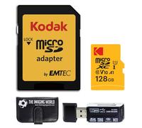 Kodak - Scheda di memoria microSDXC UHS-I da 128 GB, con adattatore SD, lettore di schede e portafoglio per schede di memoria