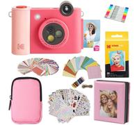 KODAK Smile+ 2-in-1 Fotocamera & Stampante Foto Regalo + Custodia + Carta Zink 20pz + Album + Cornici + Set Adesivi + Pennarelli - Fucsia