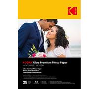 KODAK Ultra Premium Photo Paper - Carta Fotografica Lucida, Confezione da 25 Fogli, Formato A4 (21x29,7 cm), 280g/m², Stampa a Getto d'Inchiostro, Ideale per Album e Cornici