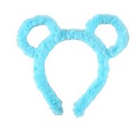 Kodbww Cerchietto invernale da donna in peluche spesso, con orecchie da orso, cerchietto, bandana, blu