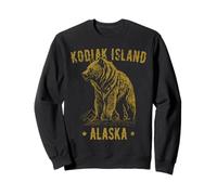Kodiak Island Alaska USA Grizzly Bear Design Stile Vintage Felpa