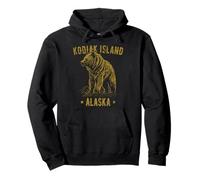 Kodiak Island Alaska USA Grizzly Bear Design Stile Vintage Felpa con Cappuccio