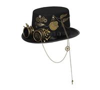 Kodxylytix Cappello a cilindro stile steampunk, stile gotico retrò, copricapo per feste rave, 60-61 cm, nero