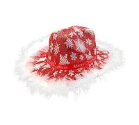 Kodxylytix Cappello da cowboy occidentale a tesa larga, cappello da cowgirl, per Natale, carnevale, costume con tesa in piuma