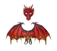 Kodxylytix Costume Drago Vestiti Decorazione Puntelli Bomboniere Dinosauro Maschera Ala Set Rosso 90x46 cm