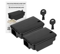 Köder-Discount Stazione per esche per ratti e topi (esca non inclusa) - 2 Trappola per topi resistente e sicure con ingresso doppio, chiave e coperchio che evitano il contatto diretto