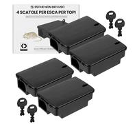 Köder-Discount Stazione per esche per ratti e topi (Esche non incluso) - 4 Trappola per topi resistente e sicure con ingresso doppio, chiave e coperchio che evitano il contatto diretto