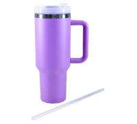 Kögler 13123 - Tazza Termica con Cannuccia e Manico, 1200 ml, Tazza isolata a Doppia Parete in Acciaio Inox e plastica, Tazza da caffè Riutilizzabile in Viola