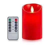 Koelaa Candele a Batteria, Candela LED Rossa, Candele Telecomandate, Candele Flickering Flameless, Candele Elettriche Effetto Reale, Candele per Festivals Decoration, Natale Decorazioni-7.5 * 12.5cm