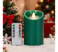Koelaa Candele a Batteria, Candela LED Verde, Candele LED con Telecomando, Candele Senza Fiamma, Candele LED Fiamma Oscillante, Candele per Compleanni, Natale Decoration-7.5 * 15cm