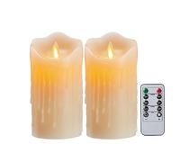 Koelaa Candele a Batteria, Set di 2 Candele a LED, Candele LED, Candele Senza Fiamma, Candele Flickering Flameless, Candele a LED con Telecomando, Candele per Natale, Festivals Decoration-7.5 * 15cm