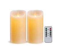 Koelaa Candele LED, Set di 2 Candele a LED con Telecomando, Fiamma Oscillante Realistica - Decorazioni per Casa, Festa, Matrimonio, Cenone, Tavola, Chiesa - 7.5 x 15 cm
