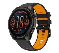 Koelaa Cinturino in silicone per orologio Garmin Forerunner 965/955/945, Fēnix 8 Pro/8/E 47 mm/Tactix 8 47 mm/Fēnix 7/7 Pro, Descent G1/G2, 22 mm, design morbido e traspirante, doppio colore, nero e