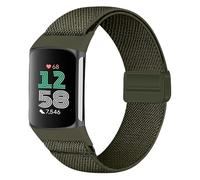 Koelaa Cinturino Magnetico in Nylon per Fitbit Charge 6/Charge 5 Uomo Donn, Bracciale Elastico Nylon Braccialetti Cinturino, Regolabile Sport - Verde