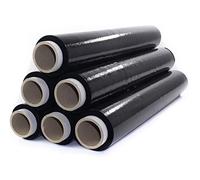Koem 6 rotoli pellicola film estensibile manuale nero cm50x250mt per imballaggio