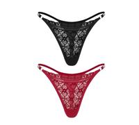 KOEMCY 2 Pezzi Set di Mutandine Slip Donna Pizzo Perizoma Tanga Intimo Elegante Mutande Traspiranti Morbide Senza Cuciture Microfibra Culotte