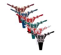 KOEMCY 5 Pezzi Set di Mutandine da Donna Slip Perizoma con Farfalla Ricamata Mutande Senza Cuciture Intimo Elegante Vita Bassa Culotte Comfort Quotidiano