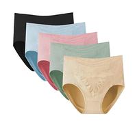 KOEMCY 5 Pezzi Set di Mutandine da Donna Slip Vita Alta Senza Cuciture Traspiranti Mutande Morbide Confortevoli Culotte Invisibili Microfibra Intimo Quotidiano