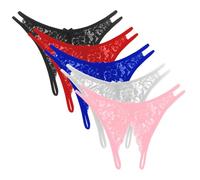 KOEMCY 5 Pezzi Slip Donna Pizzo Perizoma Mutande Tanga Trasparente Set di Mutandine Culotte Intimo Elegante Traspirante Confortevole