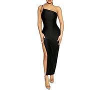 KOEMCY Abito Monospalla Donna Elegante Vestito Estivi Asimmetrico Aderente Spacco Laterale Abito da Cerimonia Cocktail Party Sera Vestito Lungo Formale