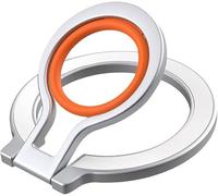 KOEMCY Anello Magnetico Cellulare Cavalletto Per Smartphone Portacellulare Con Anello In Silicone Magsafe Ring Supporto Cellulare Da Tavolo Magnetic Phone Stand(Argento & Arancione)