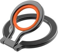 KOEMCY Anello Magnetico Cellulare Cavalletto Per Smartphone Portacellulare Con Anello In Silicone Magsafe Ring Supporto Cellulare Da Tavolo Magnetic Phone Stand(Nero & Arancione)