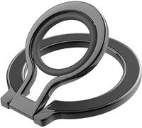 KOEMCY Anello Magnetico Cellulare Cavalletto Per Smartphone Portacellulare Con Anello In Silicone Magsafe Ring Supporto Cellulare Da Tavolo Magnetic Phone Stand(Nero)