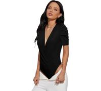 KOEMCY Body Donna Elegante in Pizzo con Scollo a V Profondo Intimo Sexy e Contenitivo per Donna Perfetto per Sottogiacca e Occasioni Speciali(Nero,S)
