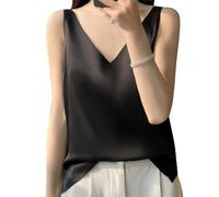 KOEMCY Canotta da Donna in Raso Top Senza Maniche Camicette Canotta Maglietta Tops Estiva Basic Estivo Cami Scollo a V Tank Top