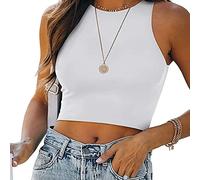 KOEMCY Canotte Donna Estive Tank Top Canotta Crop Girocollo Maglietta Senza Maniche Cotone Elegante Canottiera Abbigliamento Estivo T Shirt Casual Magliette Corte Aderenti