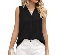 KOEMCY Canotte Donna Estive Tank Top Canotta Scollo a V Elegante Maglietta Senza Maniche Camicia Estiva Abbigliamento Casual Cotone Blusa Leggera Tshirt Traspirante Magliette Ufficio