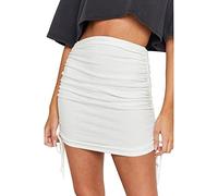 KOEMCY Gonna Donna Estiva Corta Arricciata con Lacci Laterali Mini Gonna a Tubino Elastica Vita Alta Gonne Eleganti per Estate Casual Spiaggia Festa Aderente Minigonna