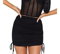 KOEMCY Gonna Donna Estiva Corta Arricciata con Lacci Laterali Mini Gonna a Tubino Elastica Vita Alta Gonne Eleganti per Estate Casual Spiaggia Festa Aderente Minigonna