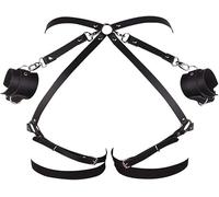 KOEMCY Imbracatura per Coscia in Pelle Punk Cintura Sexy Imbracatura Harness Nero Gotico Catenina da Pancia Cintura per La Coscia per Donne Ragazze Cosplay Punk Rock